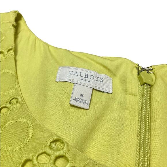 Talbots Women's Midi Dress Eyelet lined Scalloped Hem Green Sheath Size 6 NEW - Picture 3 of 10